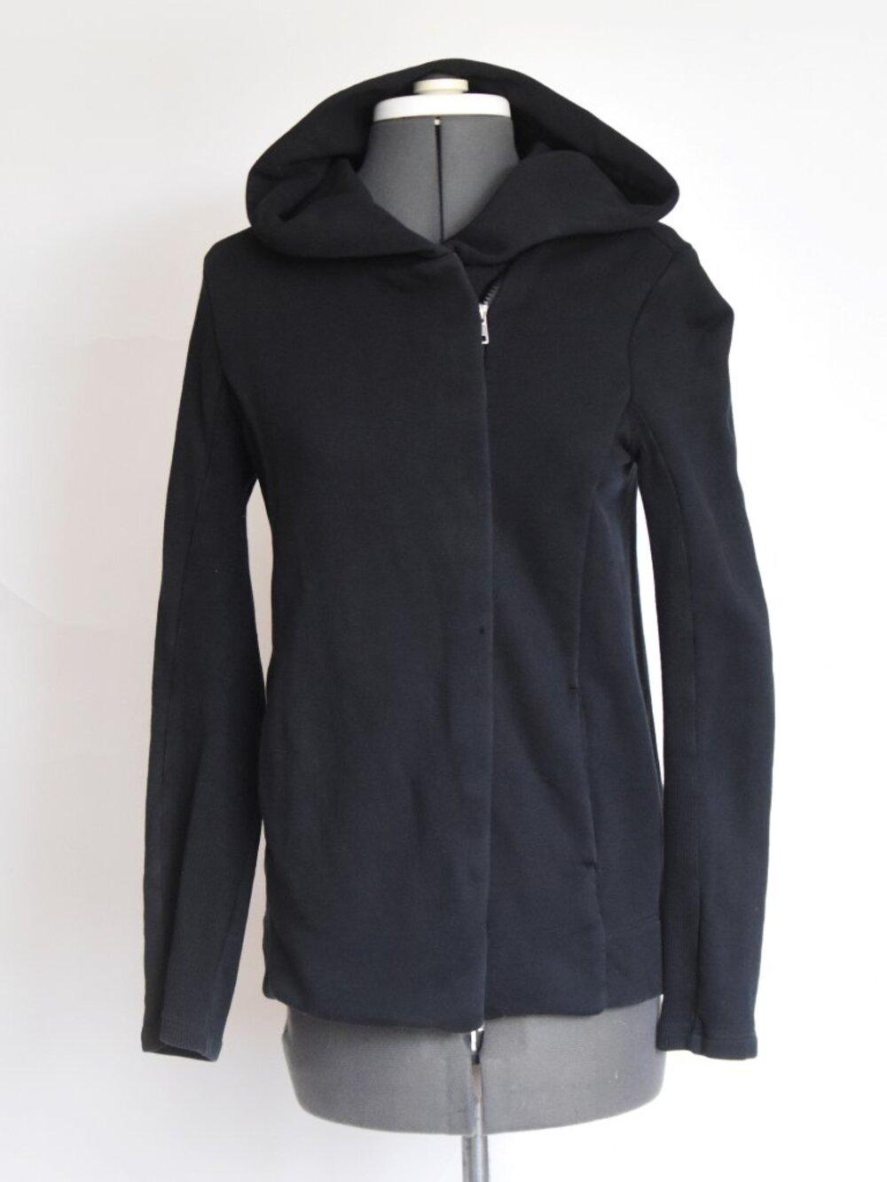 James Perse Black Asymmetric Zip Up Hoodie Sweatshirt Jacket Size 1 Small
